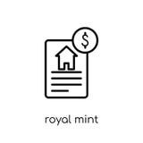 Royal Mint icon. Trendy modern flat linear vector Royal Mint icon on white background from thin line business collection stock illustration Royal Mint icon. Trendy modern flat linear vector Royal Mint icon on white background from thin line business collection stock illustration