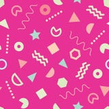 Roze de in stijl naadloos patroon van Memphis met leuke geometrische vormen stock illustratie Roze de in stijl naadloos patroon van Memphis met leuke geometrische vormen stock illustratie