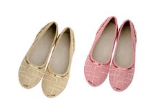 Roze en beige schoenen voor geïsoleerde meisjes royalty-vrije stock afbeelding Roze en beige schoenen voor geïsoleerde meisjes royalty-vrije stock afbeelding