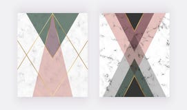 Roze en groen geometrisch ontwerp met gouden lijnen Manierontwerp voor banner, vlieger, affiche, huwelijksuitnodiging, kaart vector illustratie Roze en groen geometrisch ontwerp met gouden lijnen Manierontwerp voor banner, vlieger, affiche, huwelijksuitnodiging, kaart vector illustratie