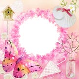 Roze fotoframe Banner voor babydouche vector illustratie Roze fotoframe Banner voor babydouche vector illustratie