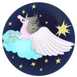 Rozumie końskiej Pegasus jednorożec w gwiaździstym niebie ilustracji Rozumie końskiej Pegasus jednorożec w gwiaździstym niebie ilustracji