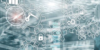 Rozwój biznesu automatyzacji Mądrze przemysłu Sztuczna inteligencja Przekładnia mechanizmu mieszani środki obrazy stock Rozwój biznesu automatyzacji Mądrze przemysłu Sztuczna inteligencja Przekładnia mechanizmu mieszani środki obrazy stock