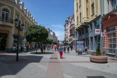 Rua pedestre europeia foto de stock royalty free Rua pedestre europeia foto de stock royalty free