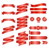 Rubans rouges d'isolement sur le fond de whte, illustration de vecteur, conception graphique Photos libres de droits Rubans rouges d'isolement sur le fond de whte, illustration de vecteur, conception graphique Photos libres de droits