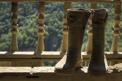 Rubber boots on the background of nature. royalty free stock photo Rubber boots on the background of nature. royalty free stock photo