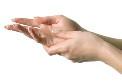 Rubbing In Hand Lotion Royalty Free Stock Photo Rubbing In Hand Lotion Royalty Free Stock Photo