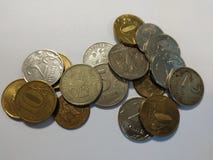 Rubel Münzen von Russland mit weißem Hintergrund stockbilder Rubel Münzen von Russland mit weißem Hintergrund stockbilder