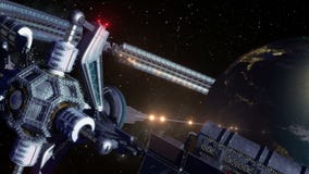 Rueda gigante del espacio que rodea la tierra Rueda gigante del espacio que rodea la tierra