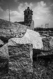 Ruin of a temple in india hampi karnakata with the big stone in the foreground royalty free stock images Ruin of a temple in india hampi karnakata with the big stone in the foreground royalty free stock images
