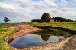 Ruined Stupa on the Yapahuwa Rock stock photo Ruined Stupa on the Yapahuwa Rock stock photo