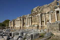 The ruins of an ancient Roman city in Side. Turkey. royalty free stock photography The ruins of an ancient Roman city in Side. Turkey. royalty free stock photography