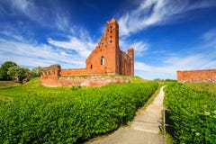 Ruins of medieval brick castle in Rydzyn Chelminski royalty free stock photo Ruins of medieval brick castle in Rydzyn Chelminski royalty free stock photo