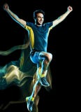 Runner running jogger jogging man isolated light painting black background royalty free stock photography Runner running jogger jogging man isolated light painting black background royalty free stock photography