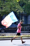 Runner With The Romanian Flag Stock Photo