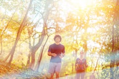 Running - Couple jogging and running outdoors in nature stock photos Running - Couple jogging and running outdoors in nature stock photos