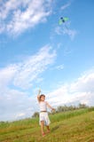 running girl playing with a kite stock image running girl playing with a kite stock image