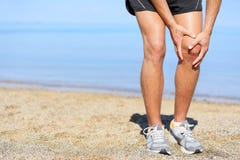 Running Injury - Man Jogging With Knee Pain Royalty Free Stock Image Running Injury - Man Jogging With Knee Pain Royalty Free Stock Image