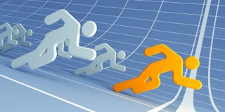 Running People With Leader Royalty Free Stock Photography Running People With Leader Royalty Free Stock Photography