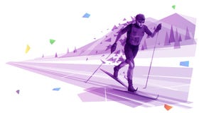 Running cross-country skier at mountain track stock illustration Running cross-country skier at mountain track stock illustration