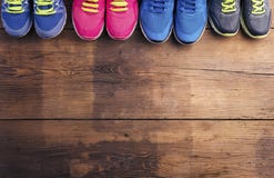 Running shoes on the floor royalty free stock photos Running shoes on the floor royalty free stock photos