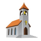 Rural Isolated Church For Catholics With Bell Vector Stock Image