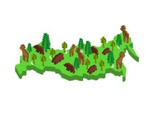 Russia Isometric Map Animal and plants. flora and fauna on mainland. Vector royalty free illustration Russia Isometric Map Animal and plants. flora and fauna on mainland. Vector royalty free illustration