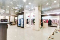 Russia, Novosibirsk - April 25, 2018: interior of women`s clothing and accessories store boutique EMPORIO stock photo Russia, Novosibirsk - April 25, 2018: interior of women`s clothing and accessories store boutique EMPORIO stock photo