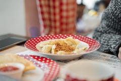 Russian food on red plate royalty free stock photo Russian food on red plate royalty free stock photo