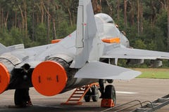 Russian MiG-29 fighter jet on the flightline Stock Photos Russian MiG-29 fighter jet on the flightline Stock Photos