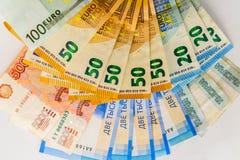 Russian rubles and euro banknotes stock images Russian rubles and euro banknotes stock images