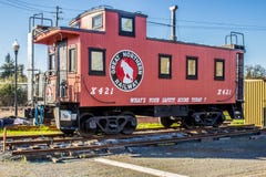 Rustic Caboose on display in Healdsburg Ca, Royalty Free Stock Images Rustic Caboose on display in Healdsburg Ca, Royalty Free Stock Images