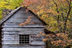 Rustic Log Cabin On A Fall Day Stock Image Image Of Country