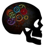 Rusty Gears sur la silhouette grunge de texture de crâne illustration libre de droits Rusty Gears sur la silhouette grunge de texture de crâne illustration libre de droits