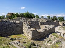 Ruïnes van oude Troia-stad, Canakkale Dardanellen/Turkije stock afbeeldingen Ruïnes van oude Troia-stad, Canakkale Dardanellen/Turkije stock afbeeldingen