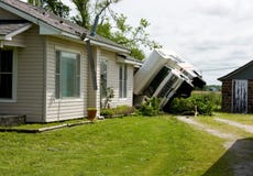 RV On Its Side Storm Damage Royalty Free Stock Images RV On Its Side Storm Damage Royalty Free Stock Images