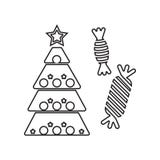 ?rvore de Natal com ?cone dos doces Elemento do inverno para o conceito e o ?cone m?veis dos apps da Web Esbo?o, linha fina ?cone ilustração do vetor ?rvore de Natal com ?cone dos doces Elemento do inverno para o conceito e o ?cone m?veis dos apps da Web Esbo?o, linha fina ?cone ilustração do vetor