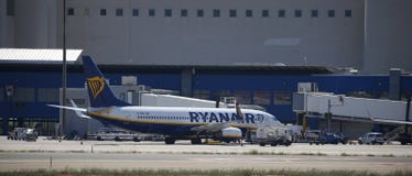 Ryanair Airliner parked at palma de mallorca airport
