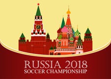 Ryssland 2018 världscup Fotbollbaner Plan illustration för vektor sport Bild av Kreml och domkyrkan för St-basilika` s royaltyfri illustrationer Ryssland 2018 världscup Fotbollbaner Plan illustration för vektor sport Bild av Kreml och domkyrkan för St-basilika` s royaltyfri illustrationer