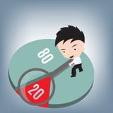 80 20 rządzą, Biznesowego mężczyzna mienia magnifier na Pareto wykresie, wektorowa ilustracja w płaskim projekcie royalty ilustracja 80 20 rządzą, Biznesowego mężczyzna mienia magnifier na Pareto wykresie, wektorowa ilustracja w płaskim projekcie royalty ilustracja