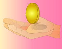 ręka z złocistą monetą ilustracji ręka z złocistą monetą ilustracji