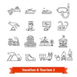 Récupération de tourisme et de vacances Ligne mince icônes réglées illustration stock Récupération de tourisme et de vacances Ligne mince icônes réglées illustration stock