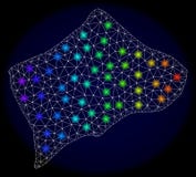 Réseau polygonal Mesh Map de petite île d'Inagua avec les taches lumineuses lumineuses illustration stock Réseau polygonal Mesh Map de petite île d'Inagua avec les taches lumineuses lumineuses illustration stock
