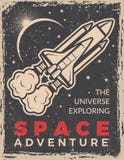 Rétro affiche avec la navette spatiale Calibre de conception avec l'endroit pour votre texte illustration libre de droits Rétro affiche avec la navette spatiale Calibre de conception avec l'endroit pour votre texte illustration libre de droits