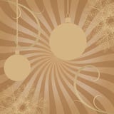 Rétro carte de Noël avec des décorations et des boules de Noël illustration stock Rétro carte de Noël avec des décorations et des boules de Noël illustration stock