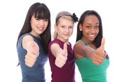 Réussite pour amie ethniques d'étudiant du mélange trois photos libres de droits Réussite pour amie ethniques d'étudiant du mélange trois photos libres de droits