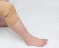 Rótula ortopédica para aliviar la carga y para fijar la rodilla dolorida, primer, espacio de la copia, médico, vendaje foto de archivo Rótula ortopédica para aliviar la carga y para fijar la rodilla dolorida, primer, espacio de la copia, médico, vendaje foto de archivo