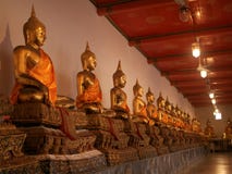 Różnorodne Buddha statuy stoi z rzędu zdjęcia stock Różnorodne Buddha statuy stoi z rzędu zdjęcia stock