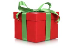 Röd gåvaask för gåvor på jul, födelsedag eller valentindag royaltyfri foto Röd gåvaask för gåvor på jul, födelsedag eller valentindag royaltyfri foto