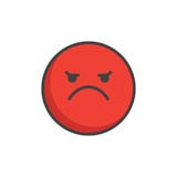 Röd ilsken fylld översiktssymbol för framsida emoticon stock illustrationer Röd ilsken fylld översiktssymbol för framsida emoticon stock illustrationer